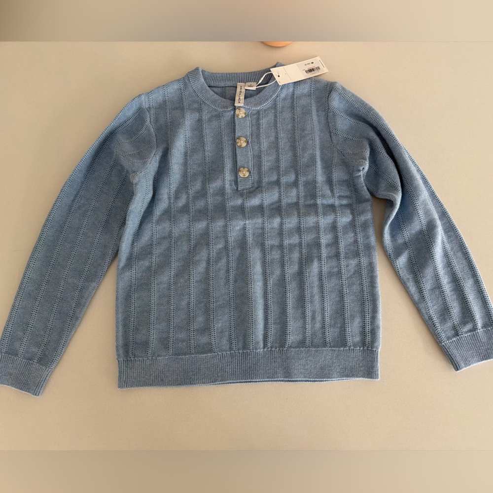 Janie and Jack Light Blue Ribbed Button-Front Crew Sweater NWT
